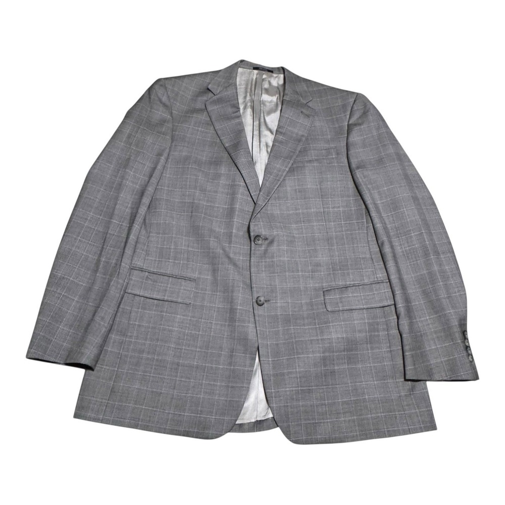 Hart Schaffner‎ Marx 2 Button Double Vented Plaid Wool Blazer Men's 44L